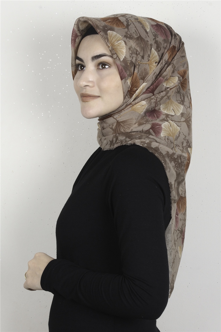 Coton Kare Eşarp 1672-10 Kahverengi 