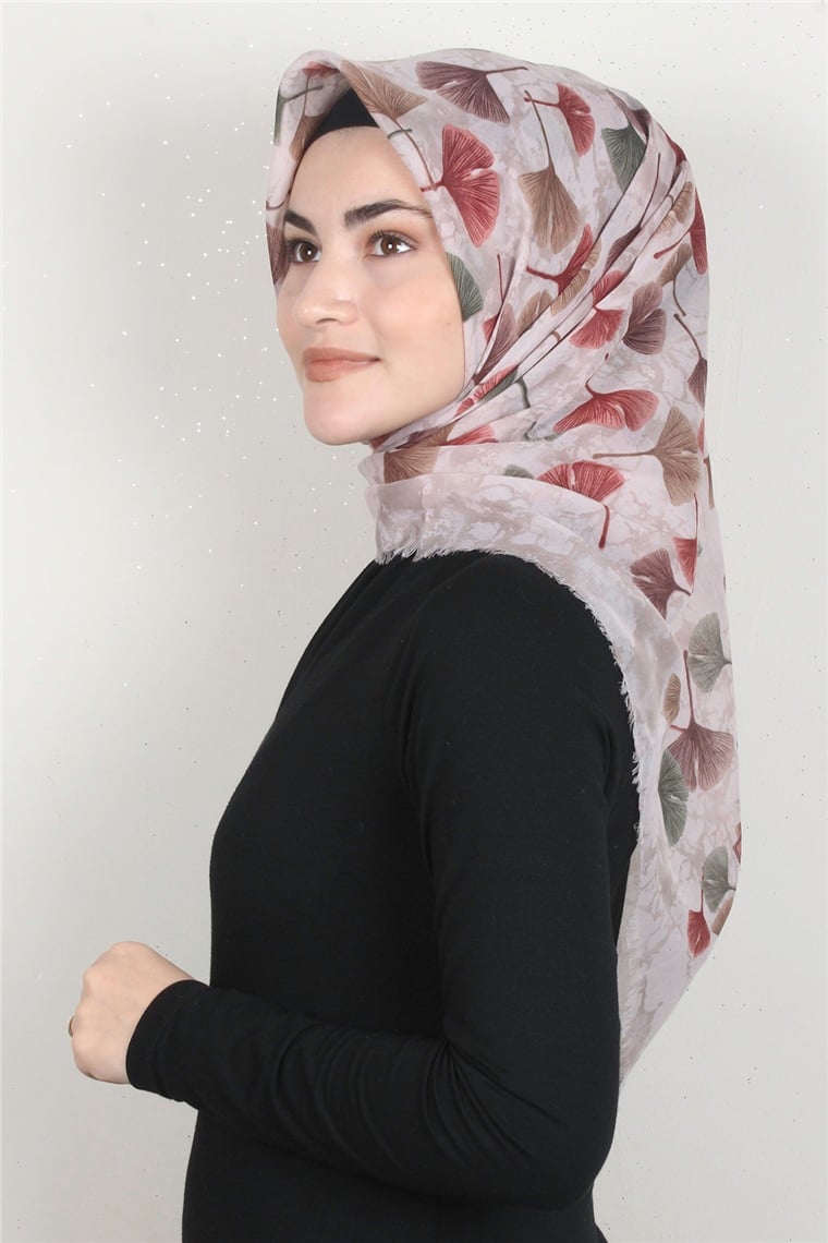 Coton Kare Eşarp 1672-12 Taş