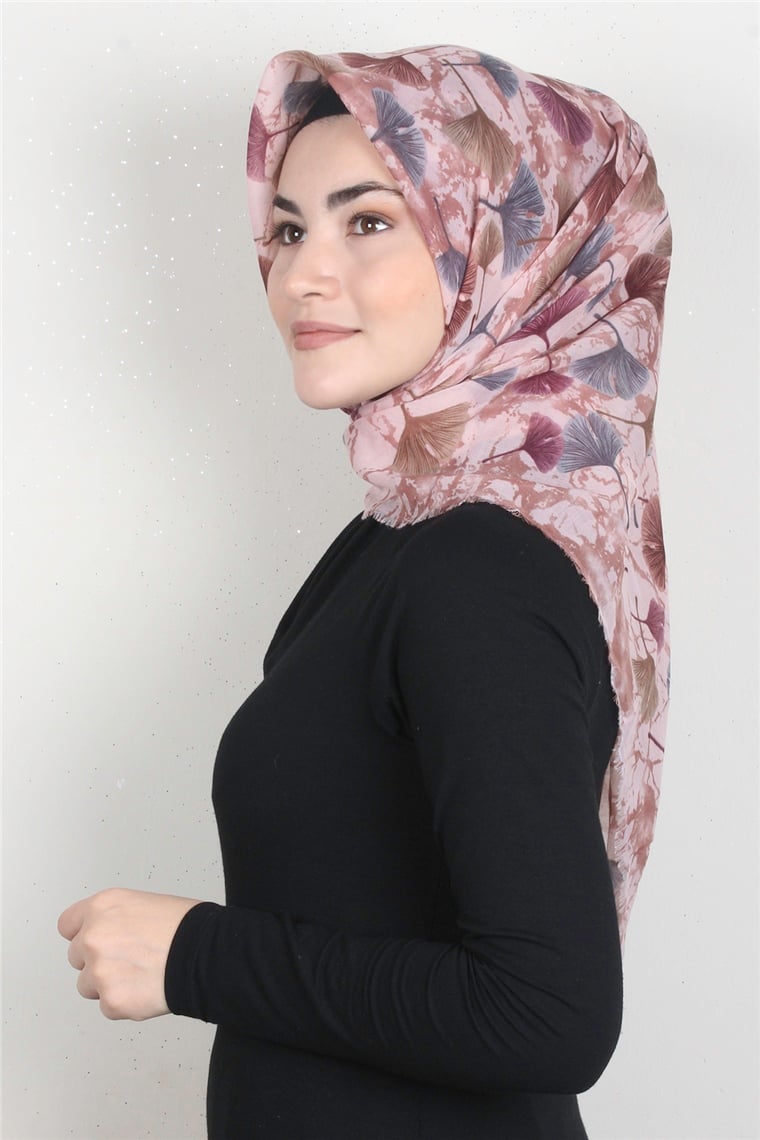 Coton Kare Eşarp 1672-2 Şeker Pembe