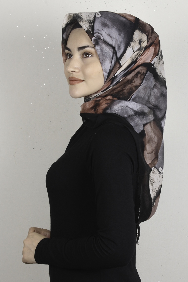 Coton Kare Eşarp 1674-1 Siyah