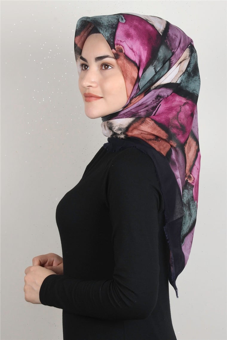 Coton Kare Eşarp 1674-17 Yeşil