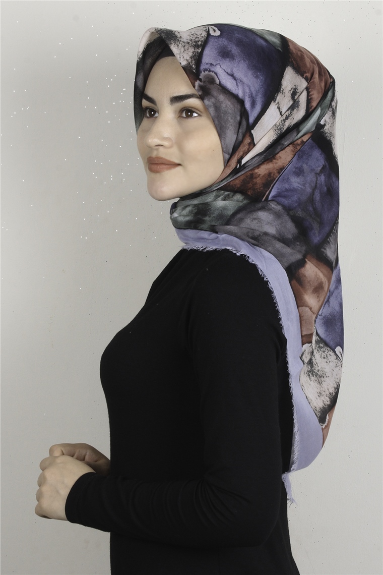 Coton Kare Eşarp 1674-5 İndigo