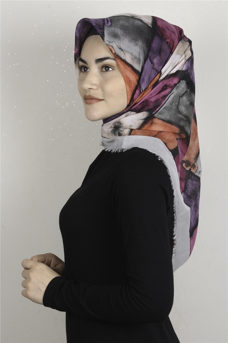 Coton Kare Eşarp 1674-7 Mint Yeşili