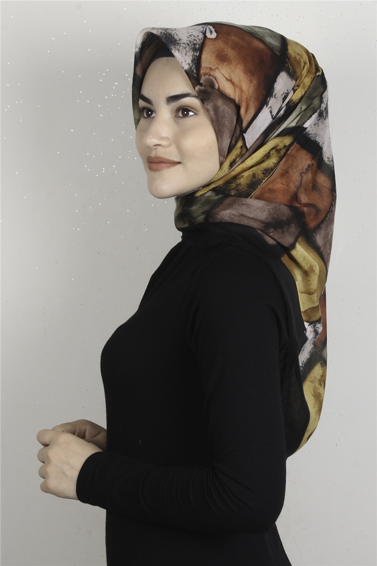 Coton Kare Eşarp 1674-8 Kiremit