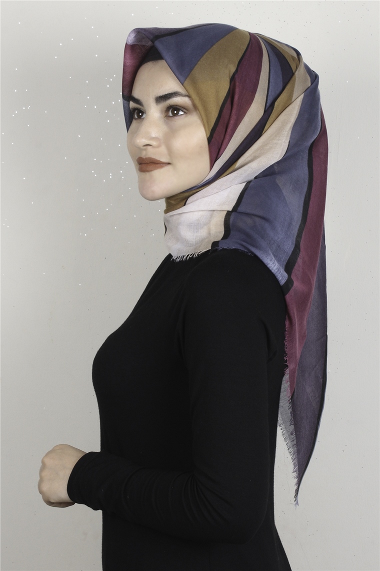 Coton Kare Eşarp 1678-1 İndigo