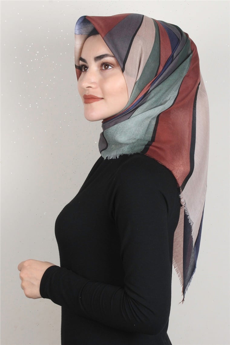 Coton Kare Eşarp 1678-11 Kızıl Toprak