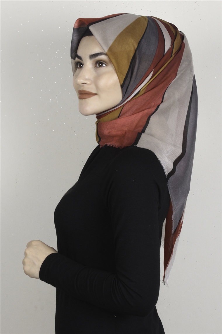 Coton Kare Eşarp 1678-17 Kırmızı