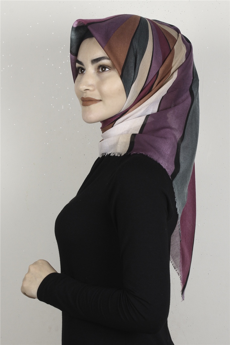 Coton Kare Eşarp 1678-4 Gül Kurusu
