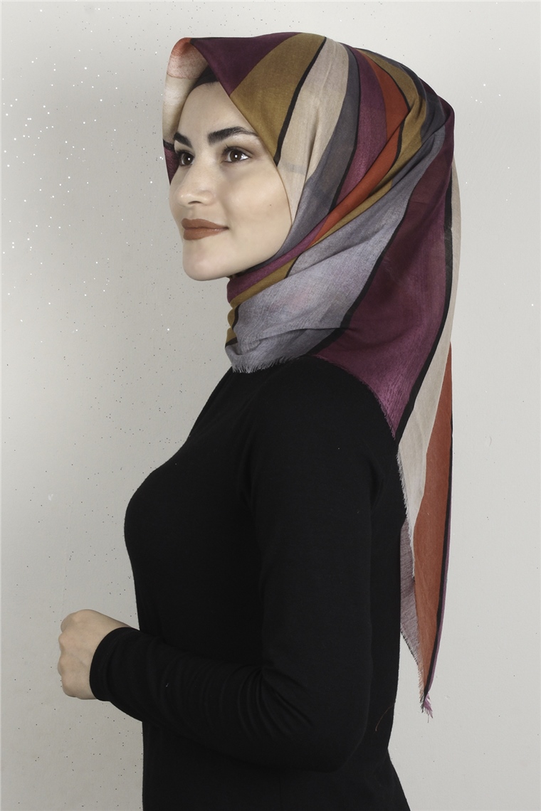 Coton Kare Eşarp 1678-6 Pembe