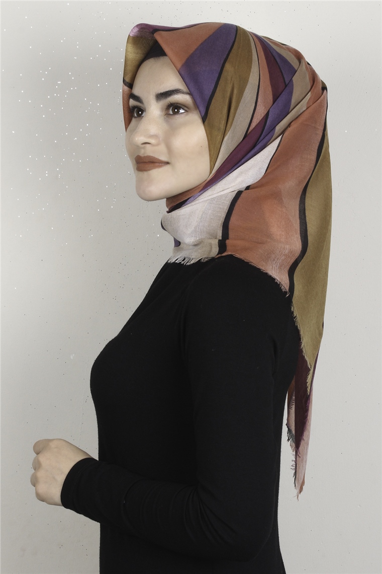 Coton Kare Eşarp 1678-7 Şeftali