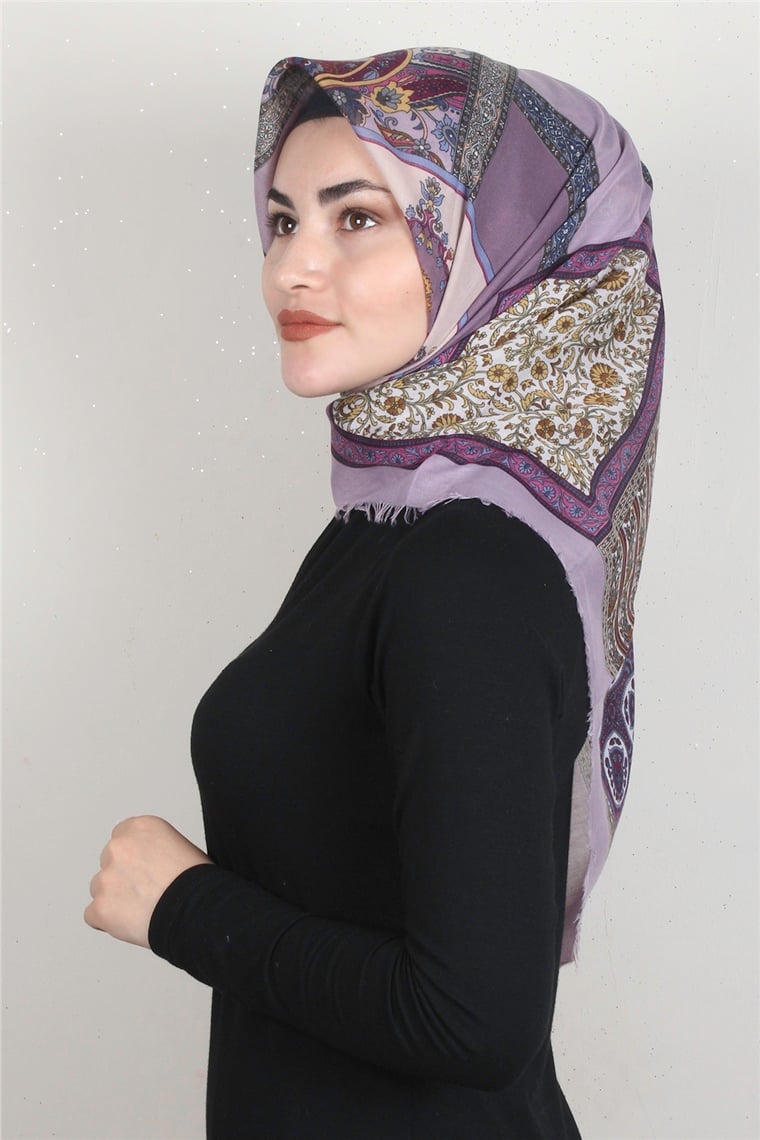 Coton Kare Eşarp 1679-22 Lila