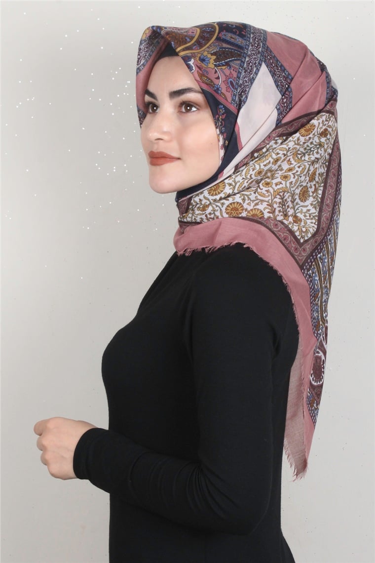 Coton Kare Eşarp 1679-9 Pudra