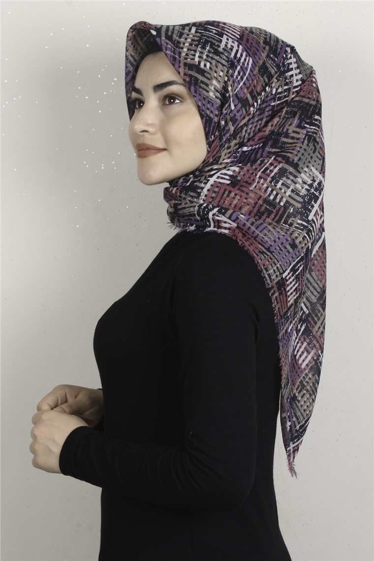 Coton Kare Eşarp 1680-15 Mor