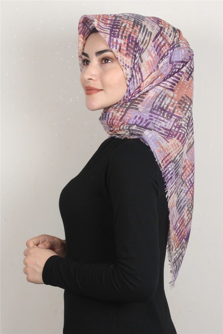 Coton Kare Eşarp 1680-18 Lila
