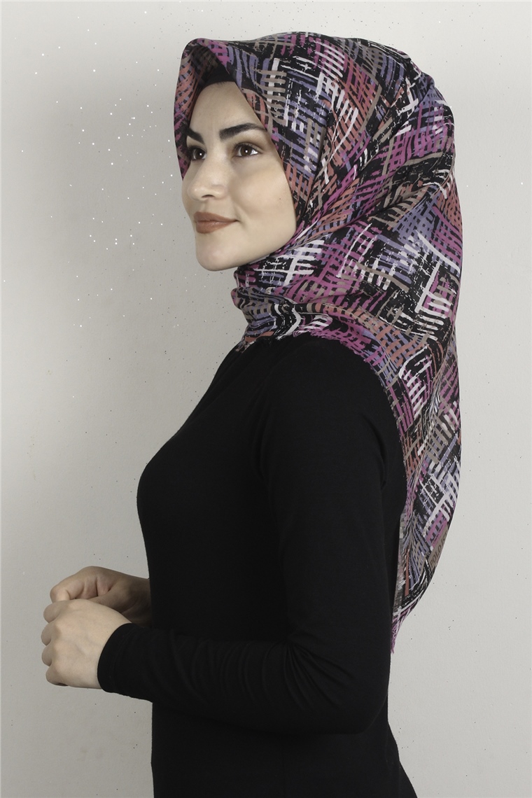 Coton Kare Eşarp 1680-3 Fuşya
