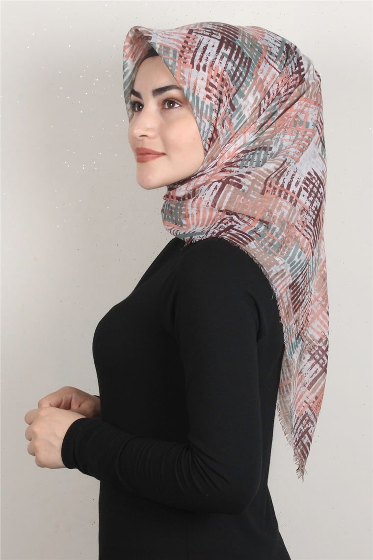 Coton Kare Eşarp 1680-4 Somon