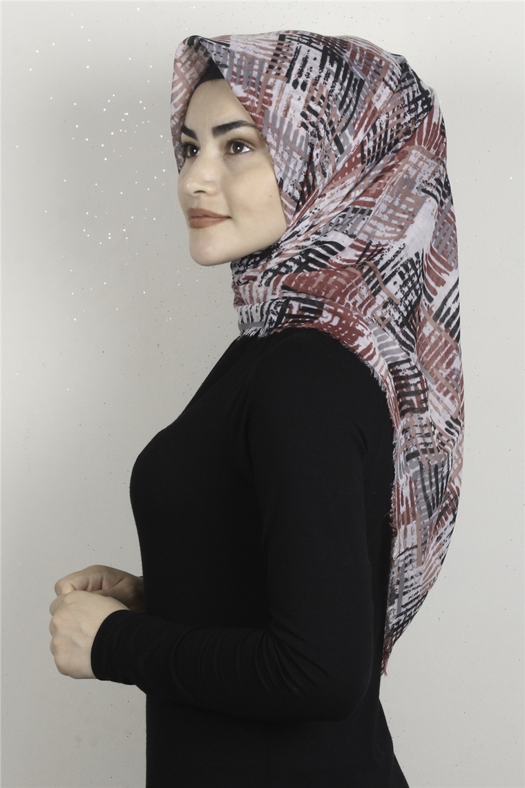 Coton Kare Eşarp 1680-5 Gül Kurusu