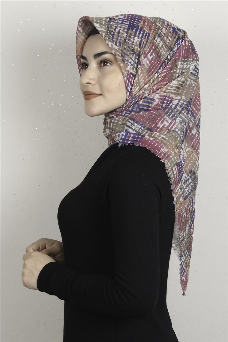 Coton Kare Eşarp 1680-8 Çağla Yeşili