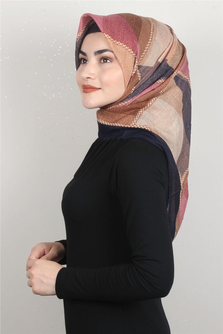 Coton Kare Eşarp 1682-12 Lacivert 