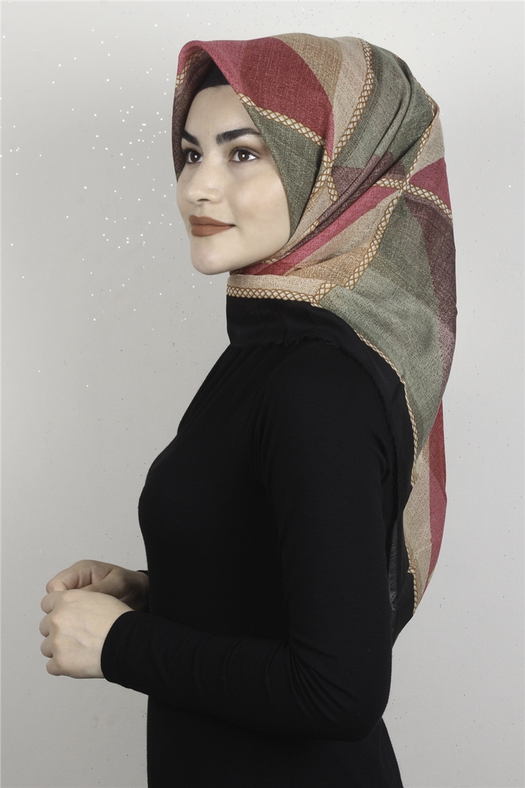 Coton Kare Eşarp 1682-18 Siyah