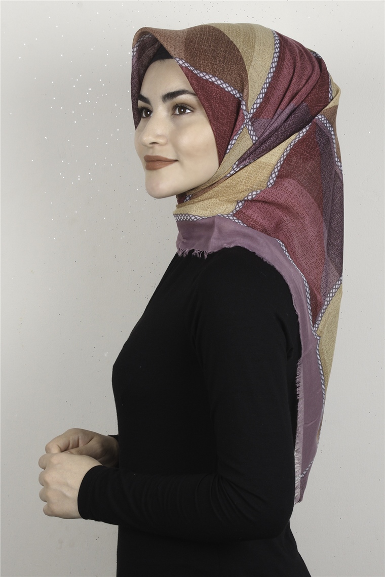 Coton Kare Eşarp 1682-9 Leylak