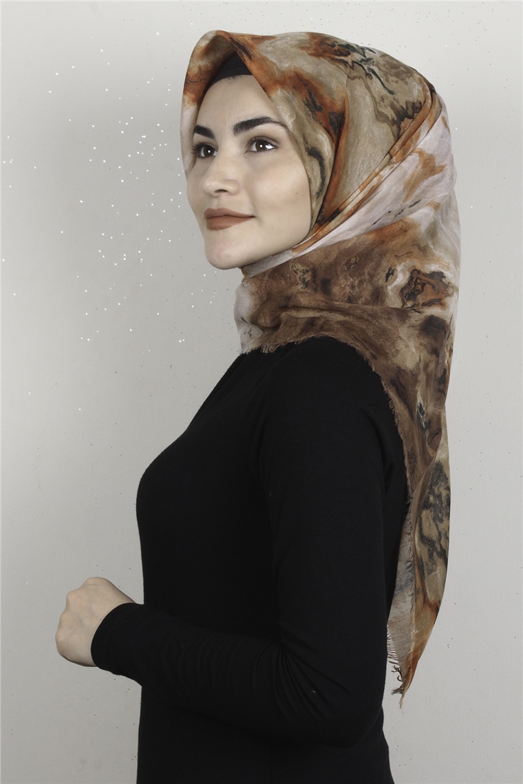 Coton Kare Eşarp 1683-2 Kiremit 