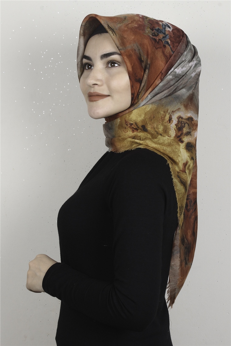 Coton Kare Eşarp 1683-4 Kiremit