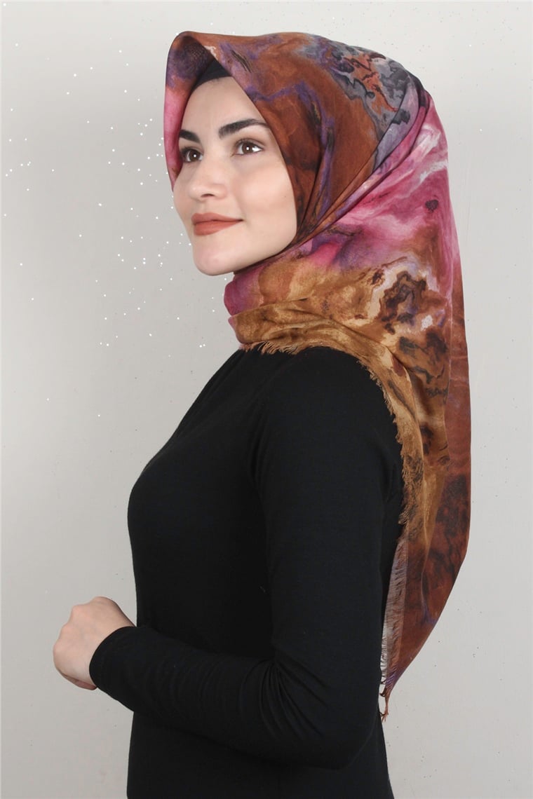 Coton Kare Eşarp 1683-5 Kahve