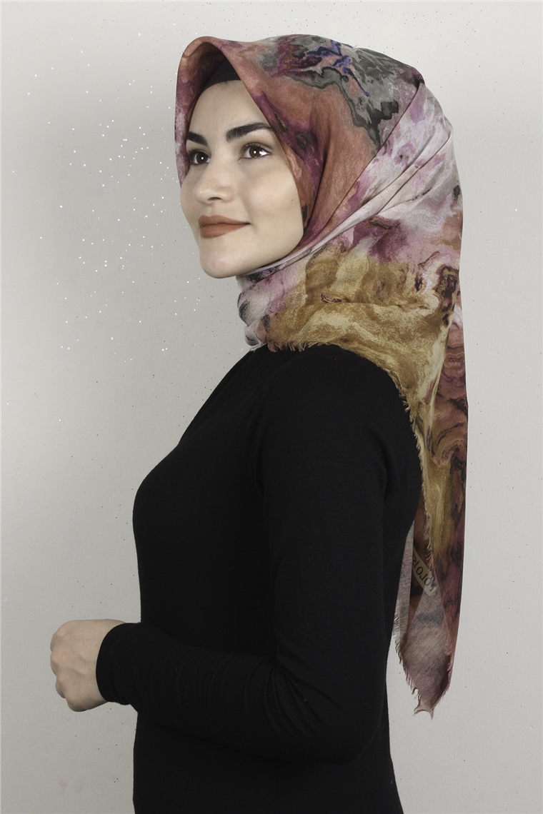 Coton Kare Eşarp 1683-8 Pembe 