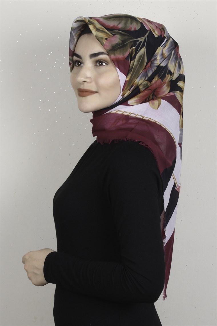 Coton Kare Eşarp 1684-1 Fuşya