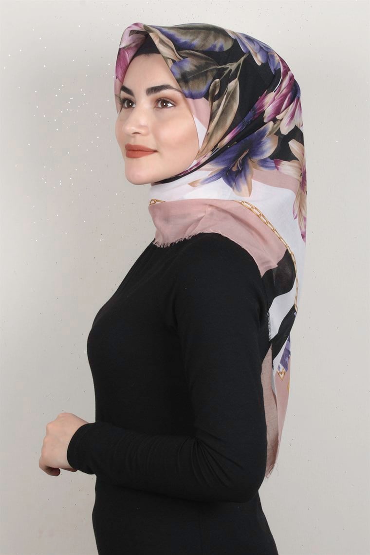 Coton Kare Eşarp 1684-5 Pudra 