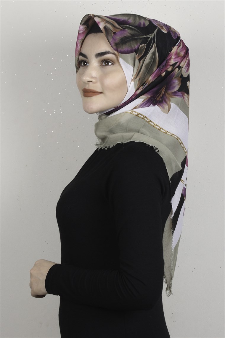 Coton Kare Eşarp 1684-9 Mint Yeşili