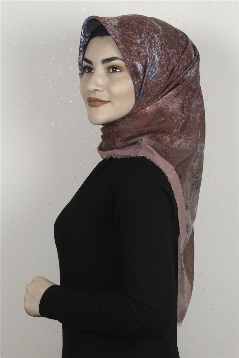 Coton Kare Eşarp 1685-1 Şeftali