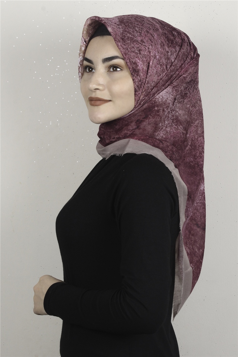 Coton Kare Eşarp 1685-10 Açık Vizon