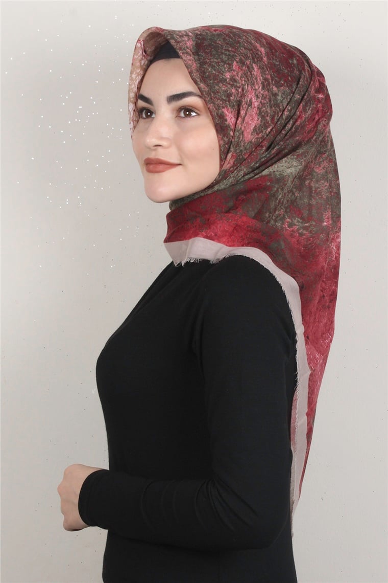 Coton Kare Eşarp 1685-11 Pudra