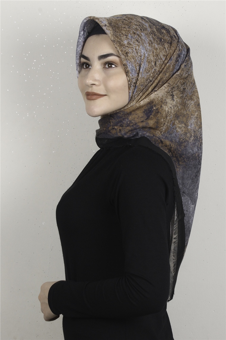 Coton Kare Eşarp 1685-13 Siyah