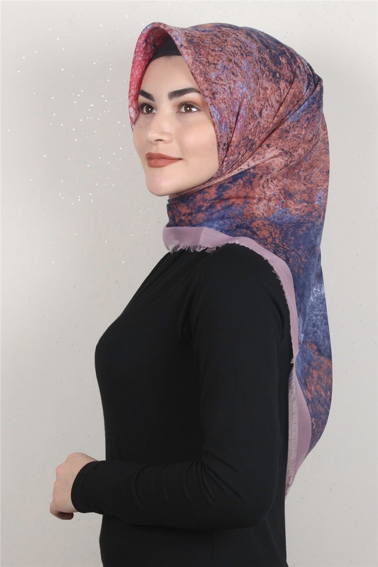 Coton Kare Eşarp 1685-14 Lila