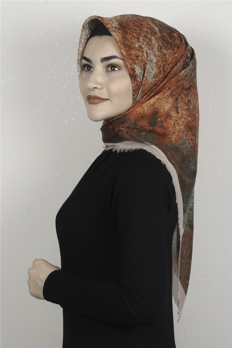 Coton Kare Eşarp 1685-2 Bej
