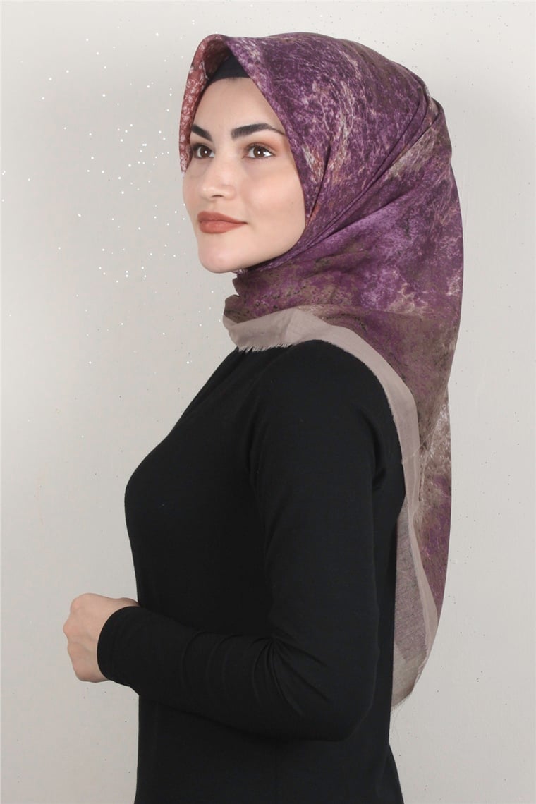 Coton Kare Eşarp 1685-3 Açık Vizon