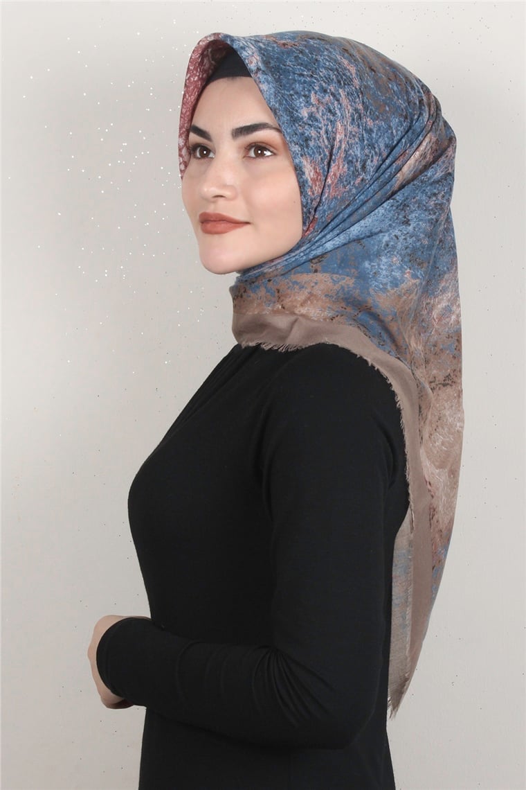 Coton Kare Eşarp 1685-5 Vizon