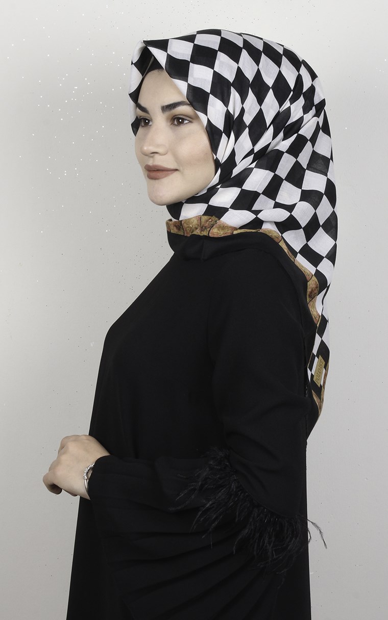 Coton Kare Eşarp 1687-10