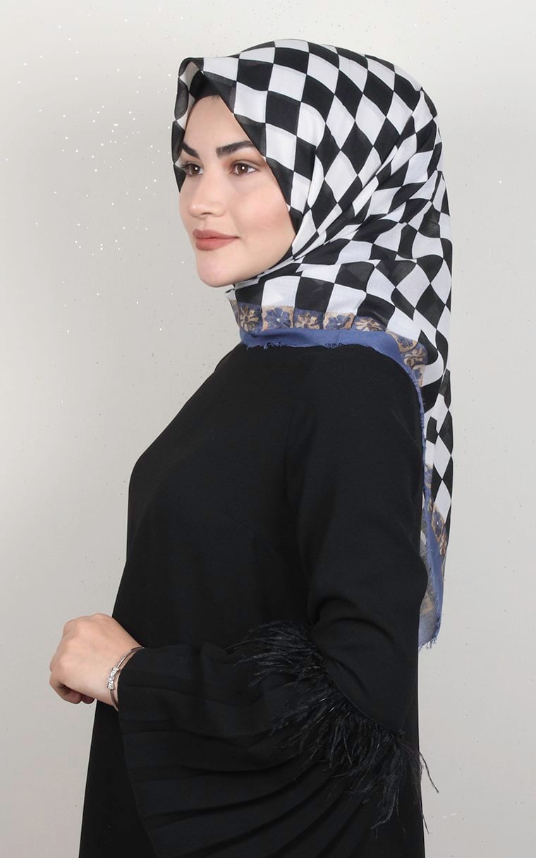 Coton Kare Eşarp 1687-12
