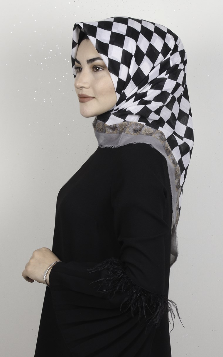 Coton Kare Eşarp 1687-14
