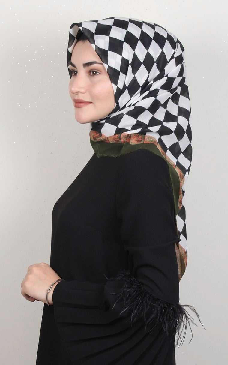 Coton Kare Eşarp 1687-4