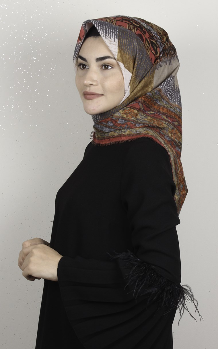 Coton Kare Eşarp 1694-10