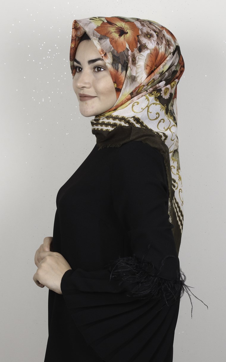 Coton Kare Eşarp 1696-13