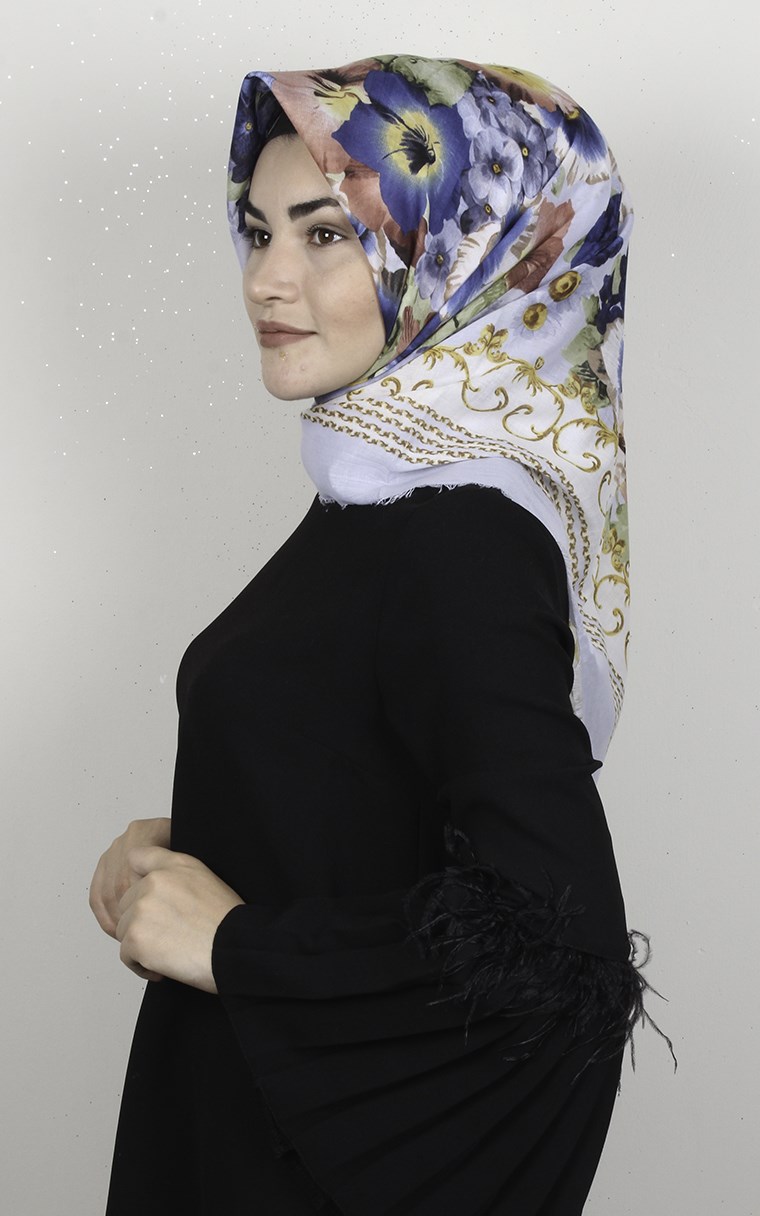 Coton Kare Eşarp 1696-16