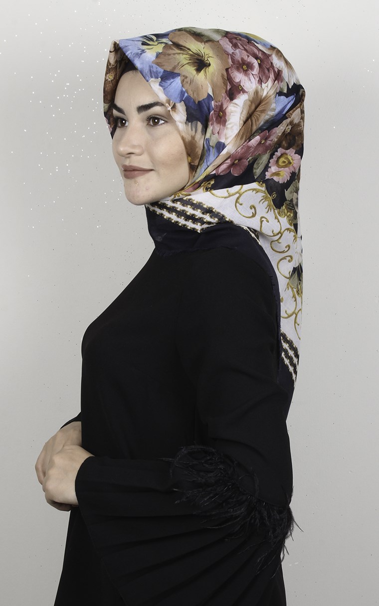 Coton Kare Eşarp 1696-6