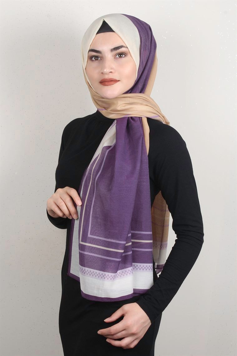 Cotton & Silk Şal 3631-3 Mor