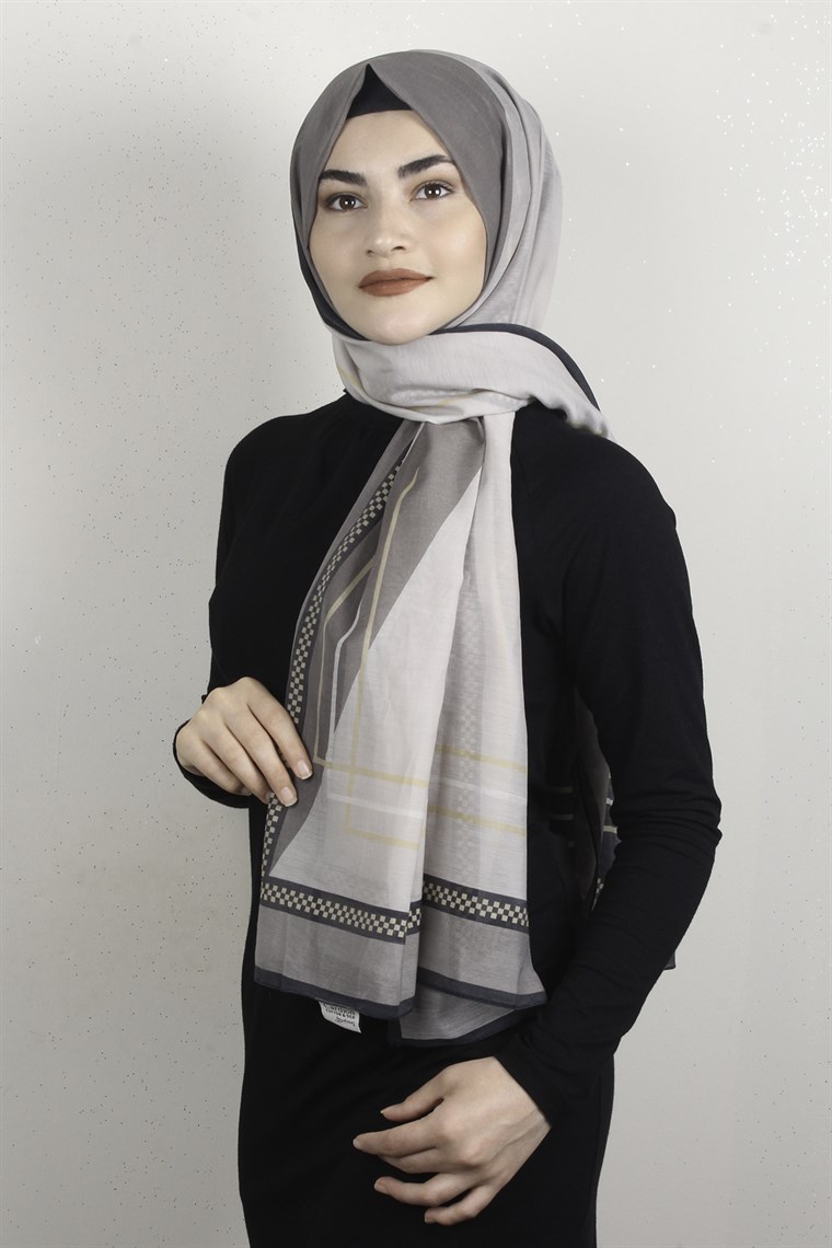 Cotton & Silk Şal 3631-6 Gri-Füme